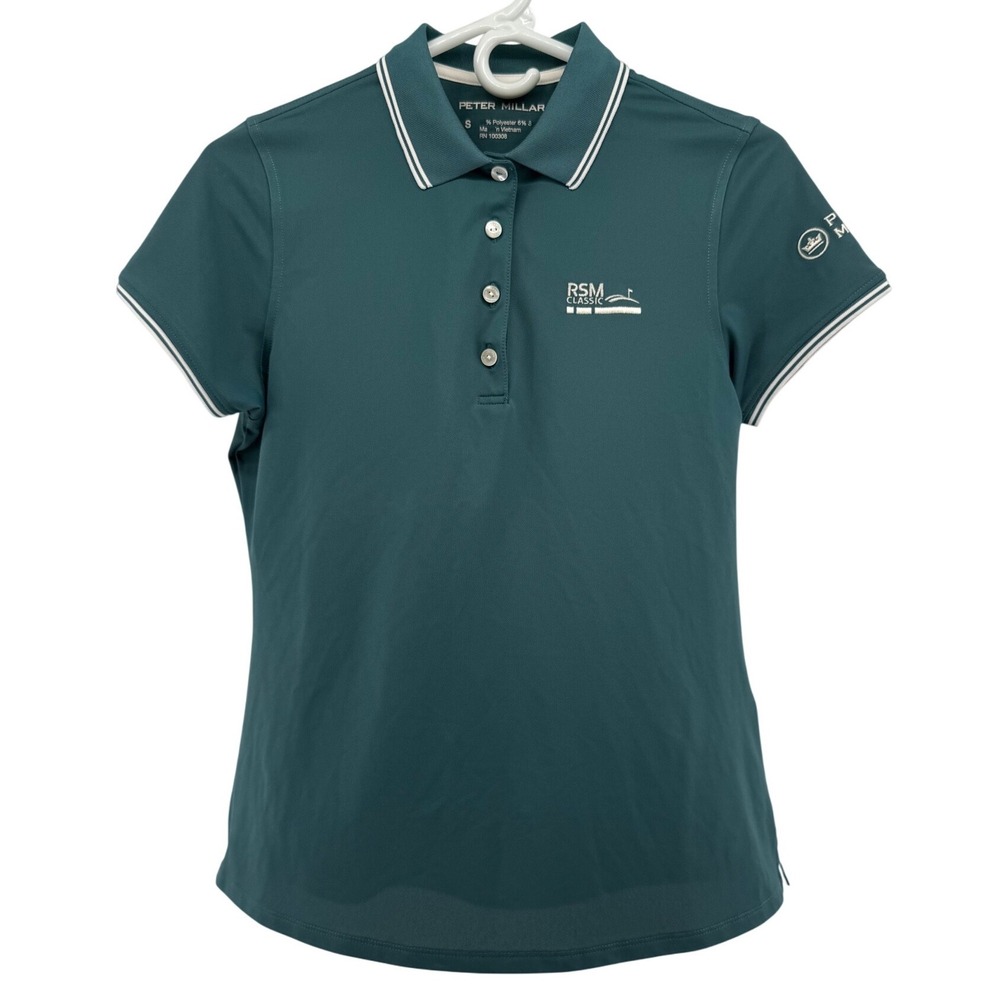 Peter Millar Womens RSM Classic Performance Polo Shirt Teal Green Small